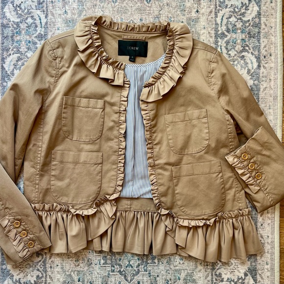 J. Crew Tan Ruffled Jacket - Picture 3 of 6
